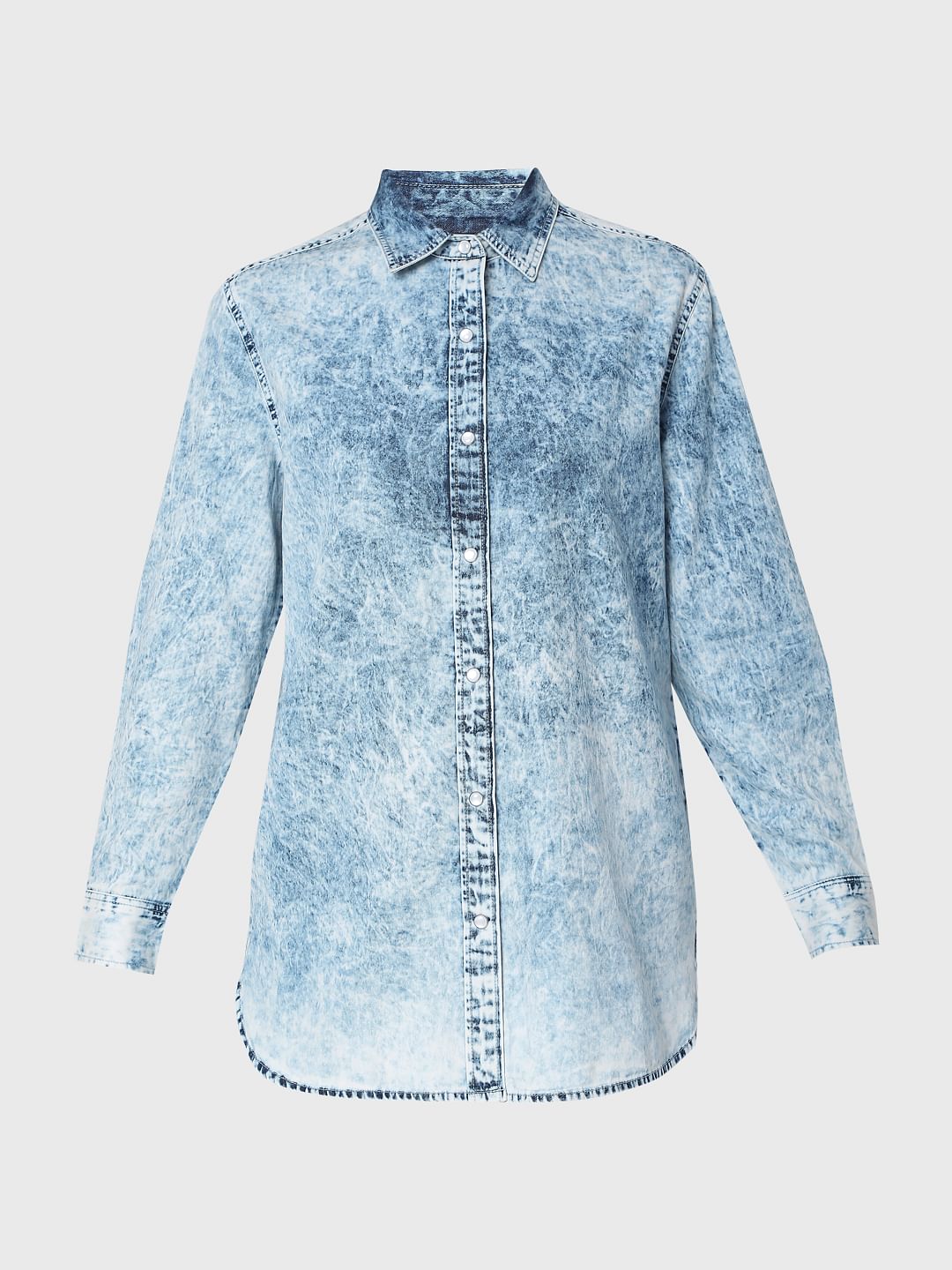 Blue Acid Washed Denim Shirt
