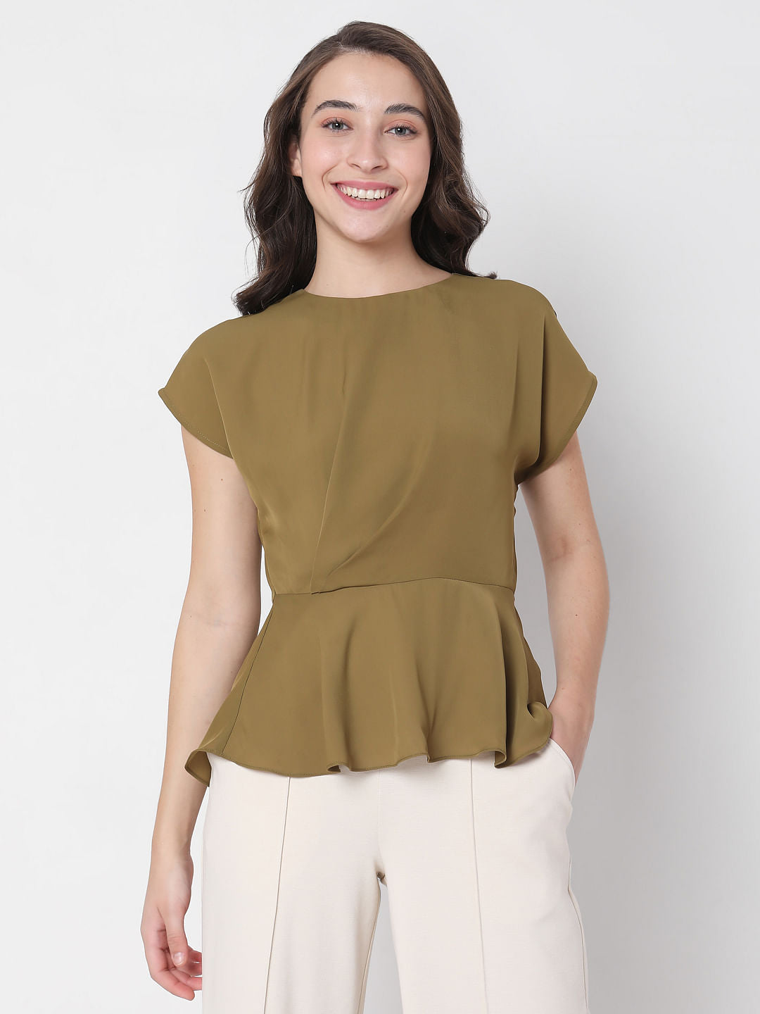 Green Peplum Top