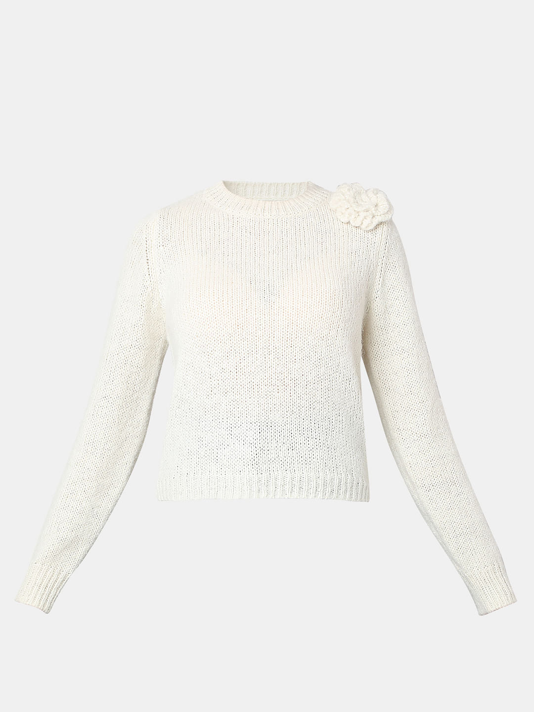 White With A Flower Pullover