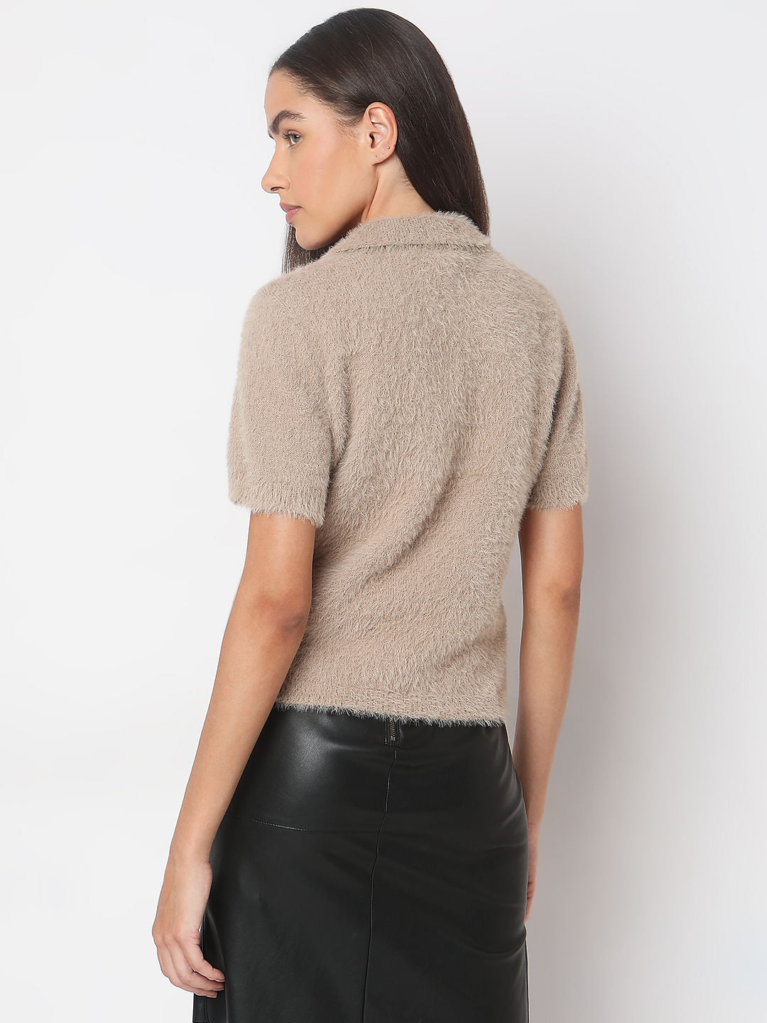 Beige Polo Neck Pullover