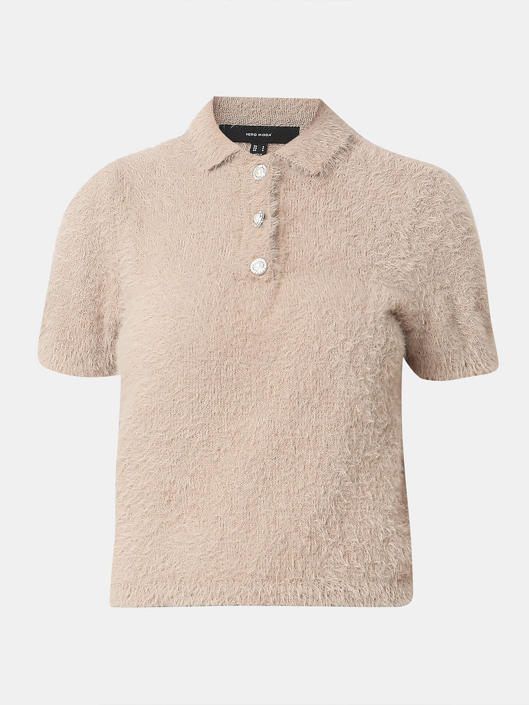 Beige Polo Neck Pullover