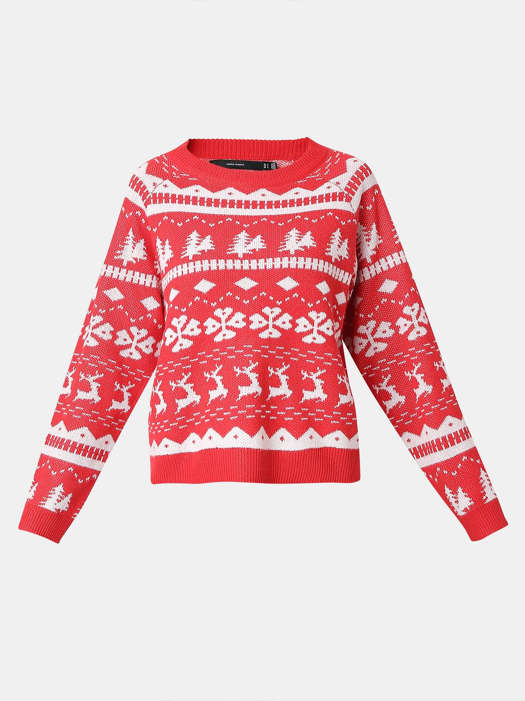 Red Christmas Print Pullover