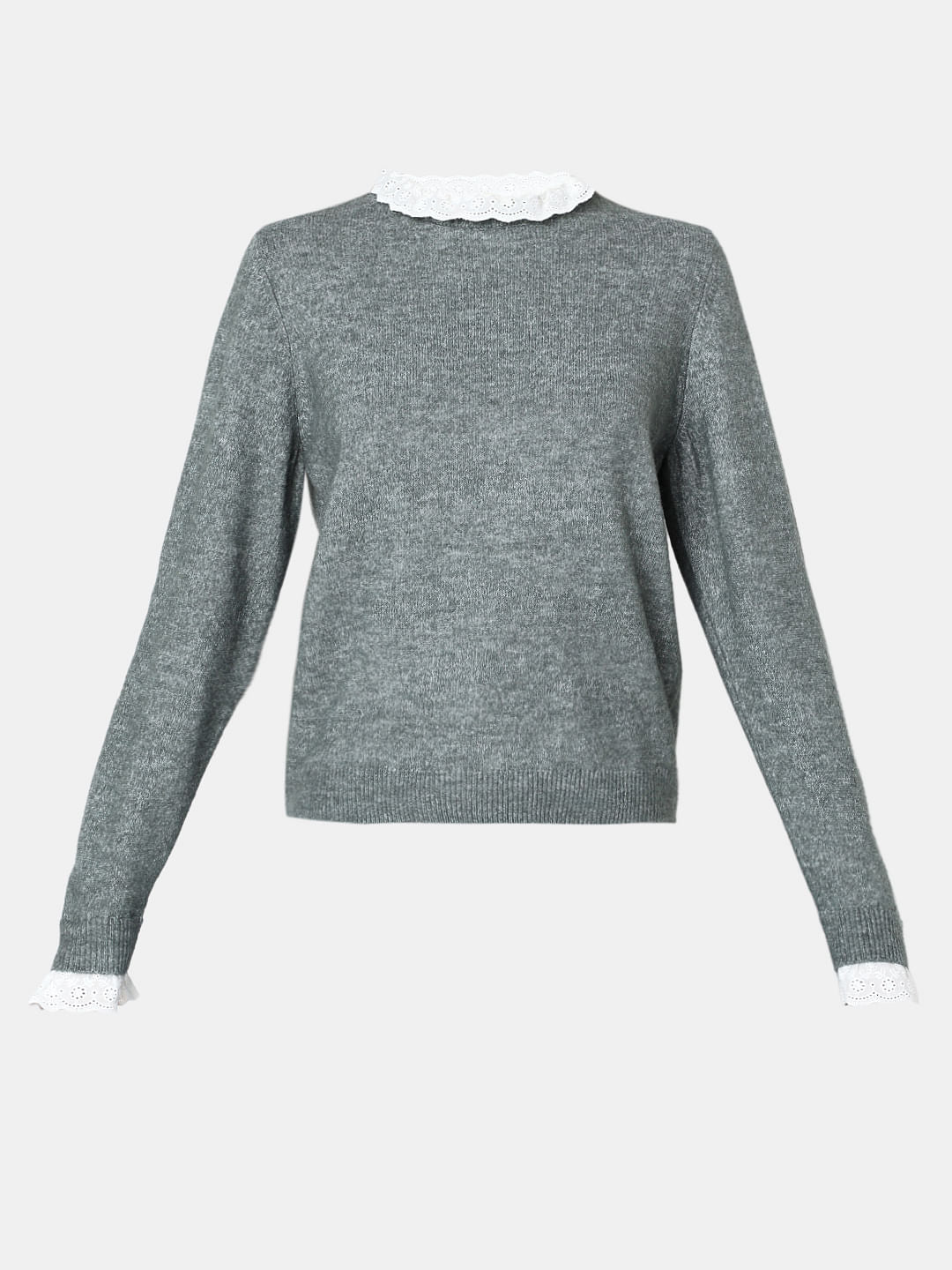 Green Schiffli Lace Collar Pullover