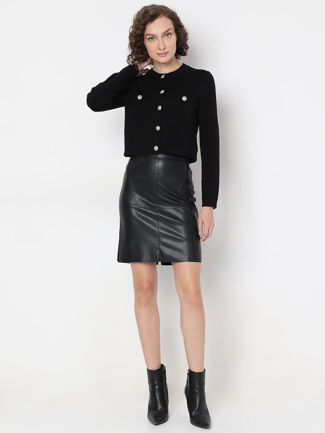 Black With Golden Button Cardigan