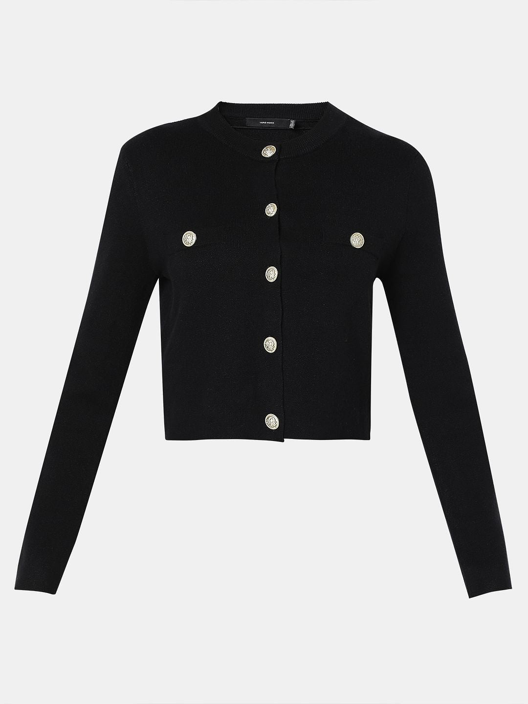 Black With Golden Button Cardigan