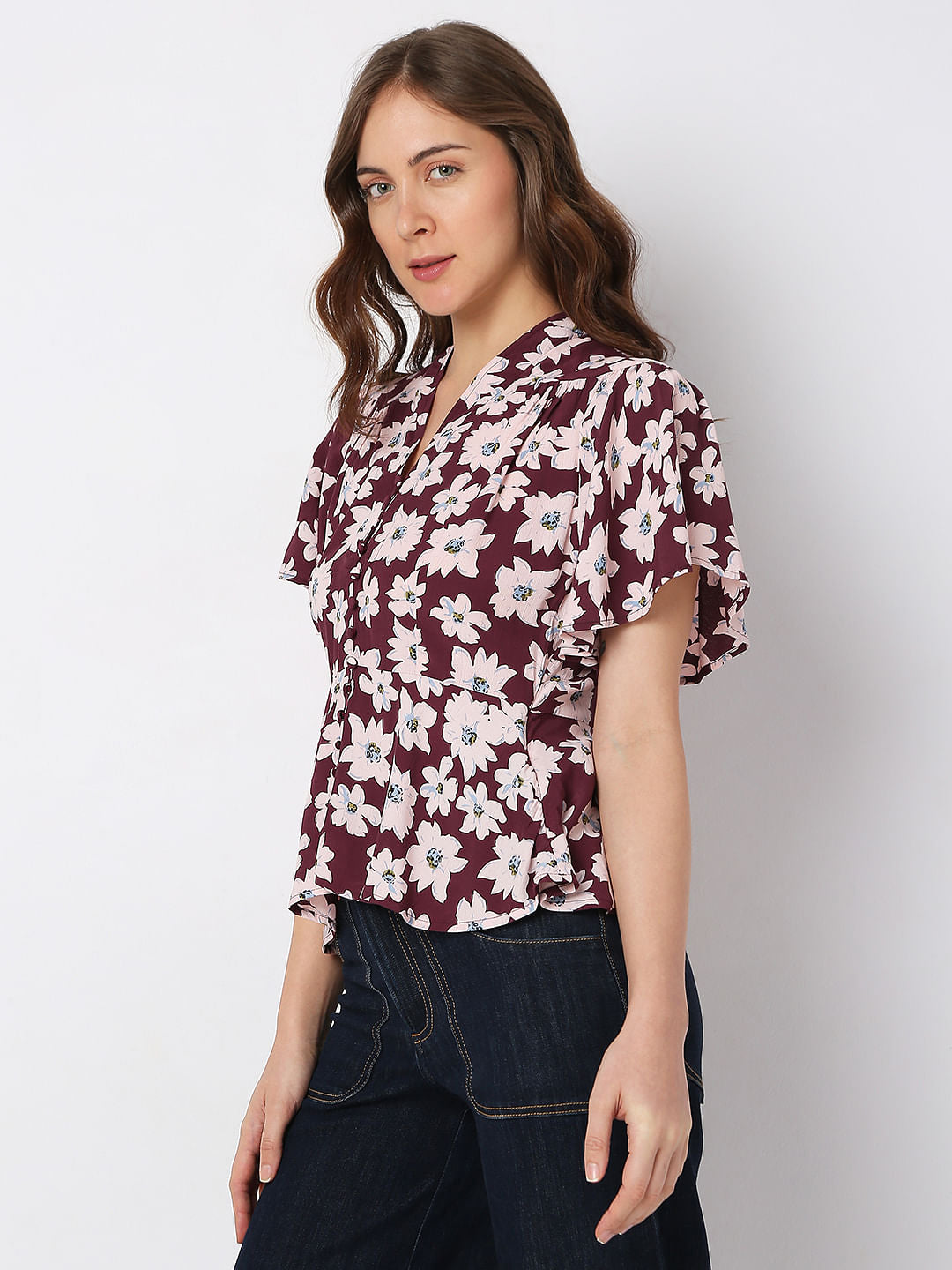 Wine Floral Top
