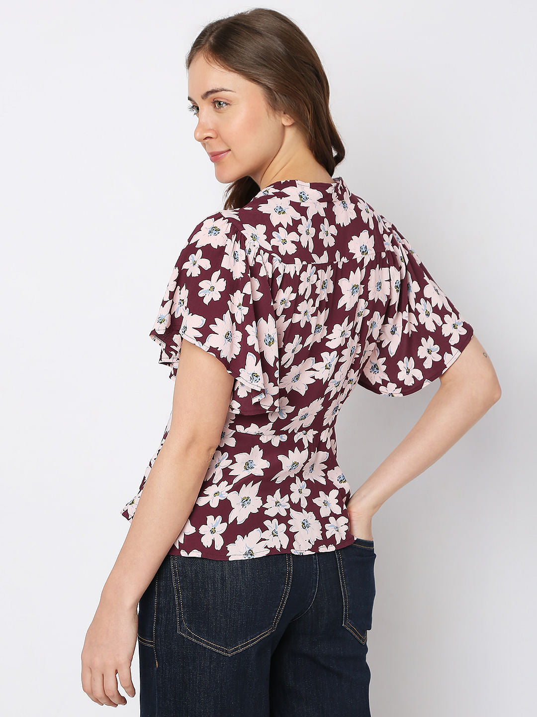 Wine Floral Top