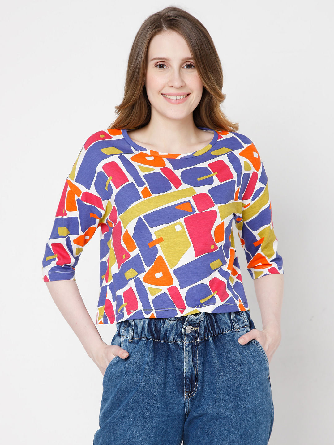 Multi-Coloured Cropped T-Shirt