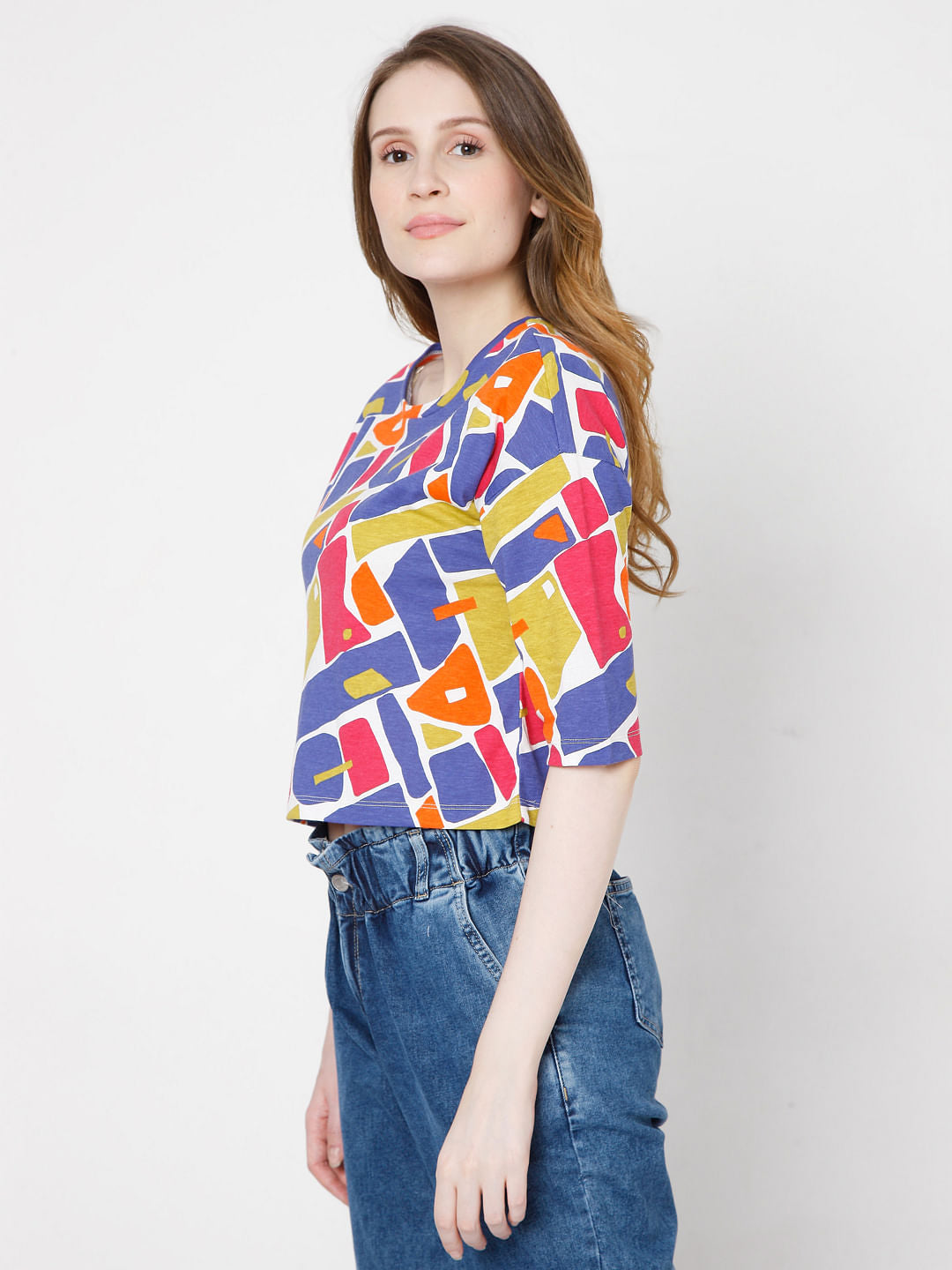 Multi-Coloured Cropped T-Shirt