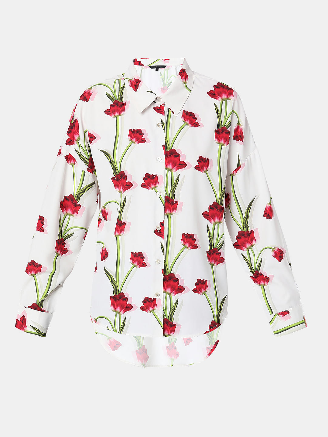 White Floral Print Shirt