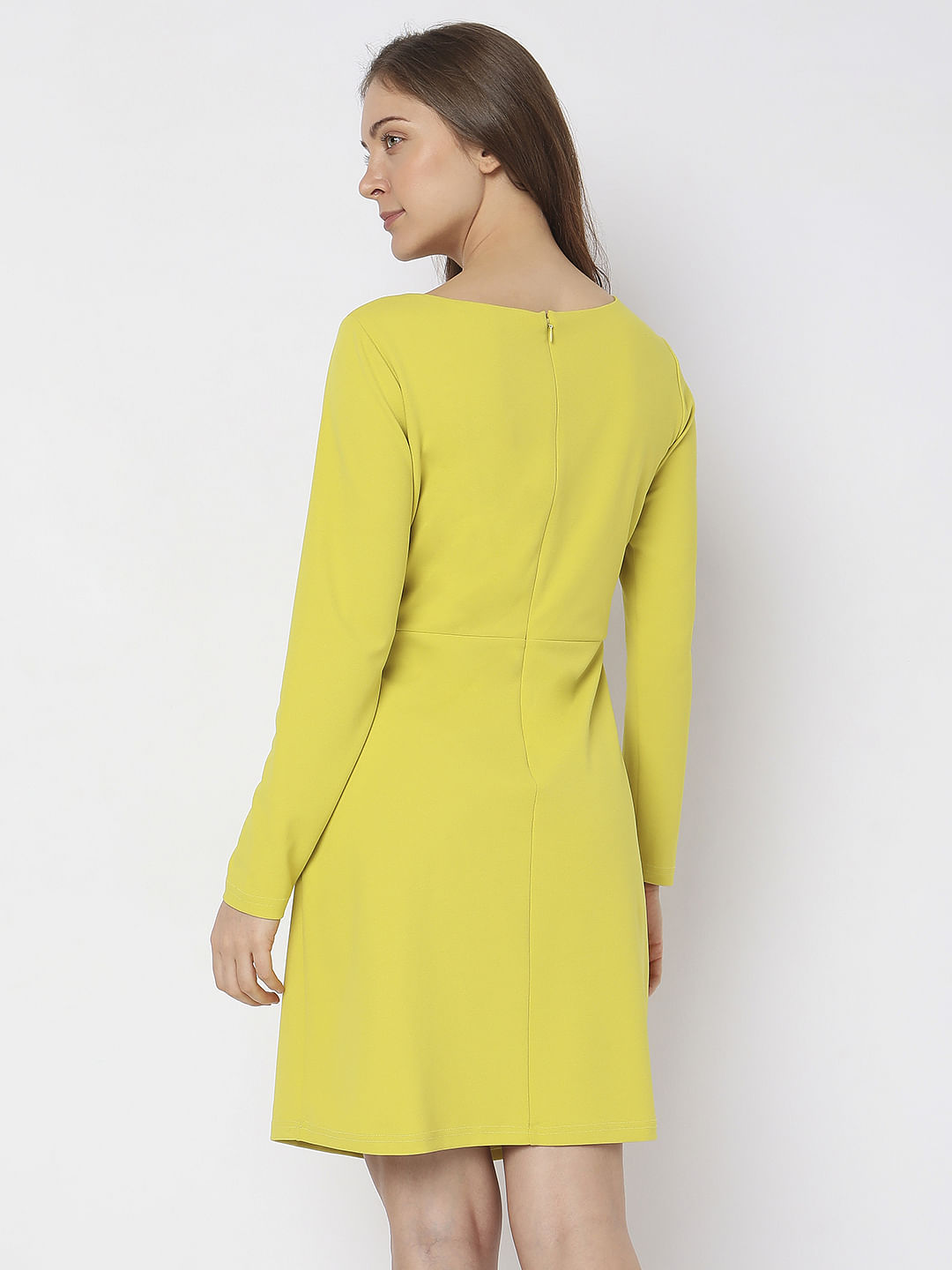 Lemon Yellow Twist Knot Shift Dress