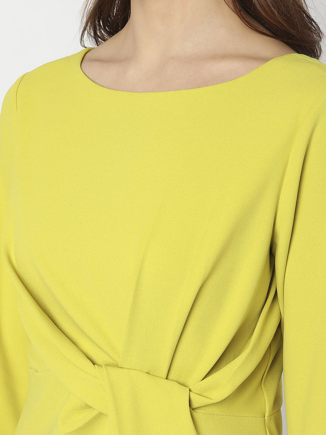 Lemon Yellow Twist Knot Shift Dress