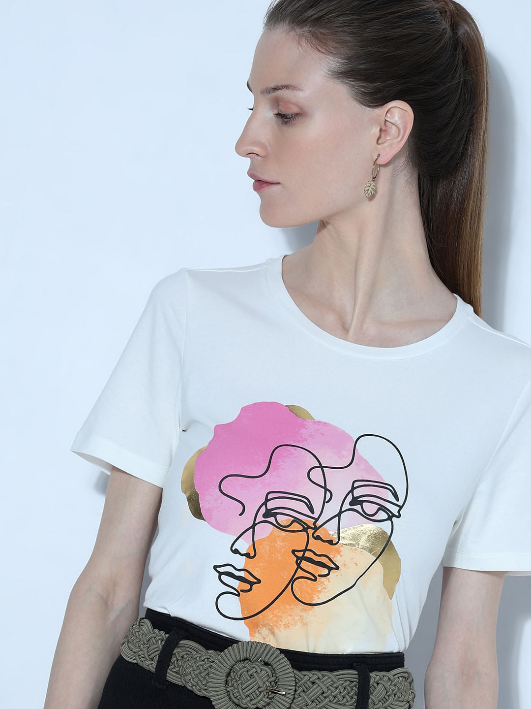 White Graphic Print T-Shirt