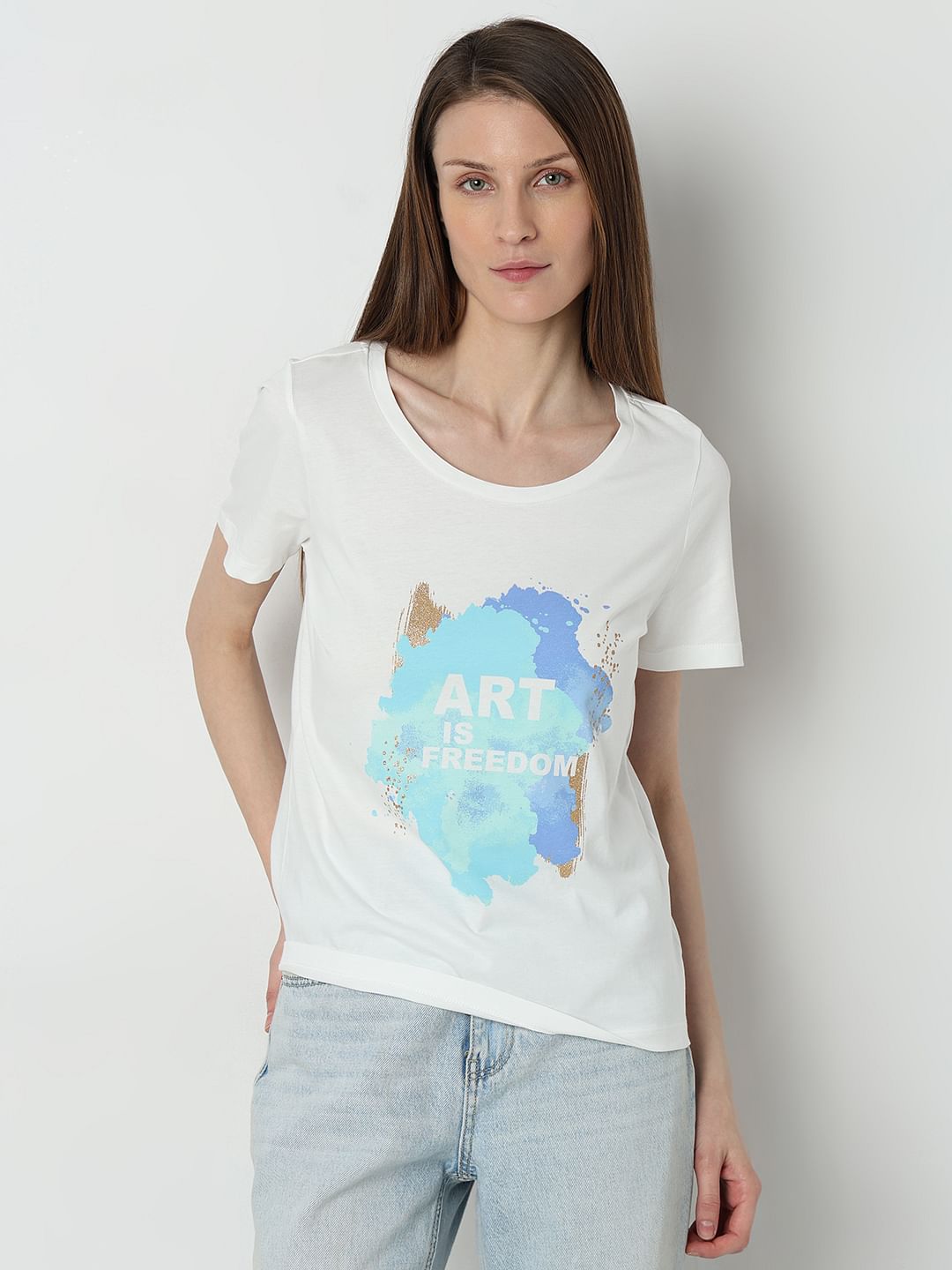 White Graphic Print T-Shirt