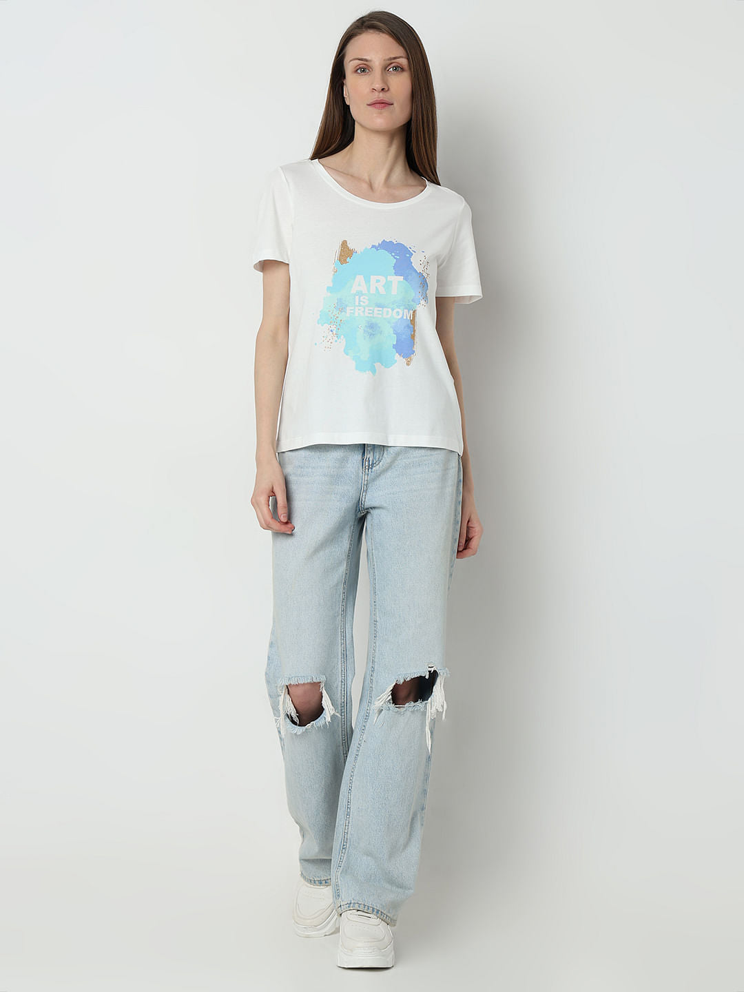 White Graphic Print T-Shirt