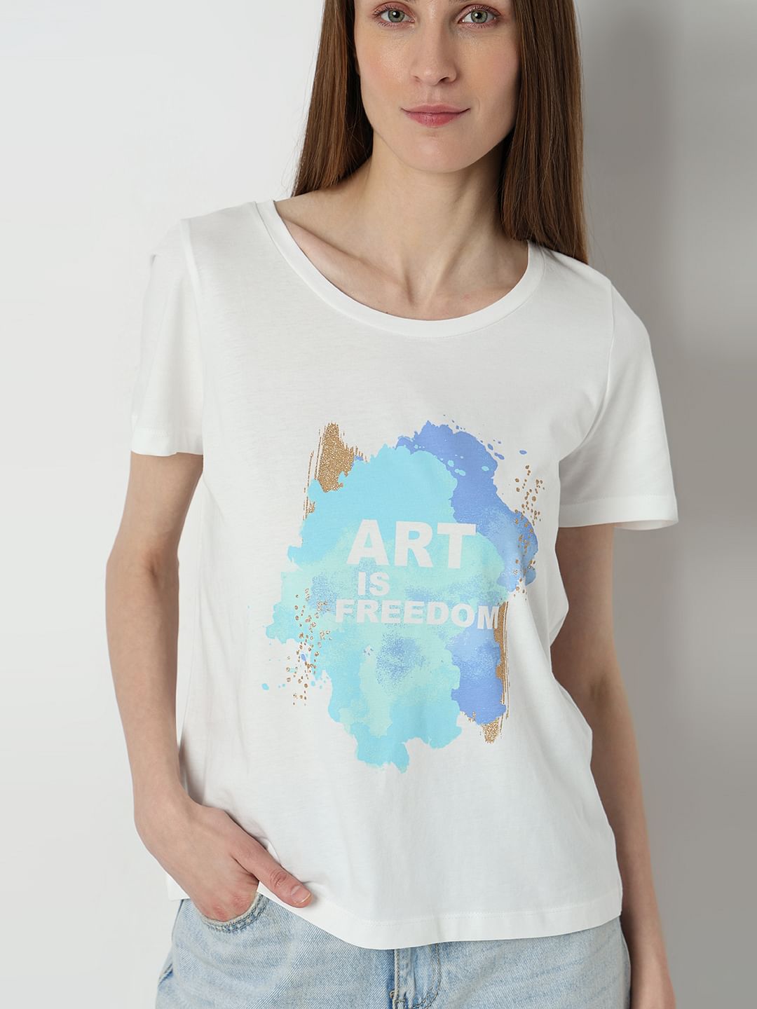 White Graphic Print T-Shirt