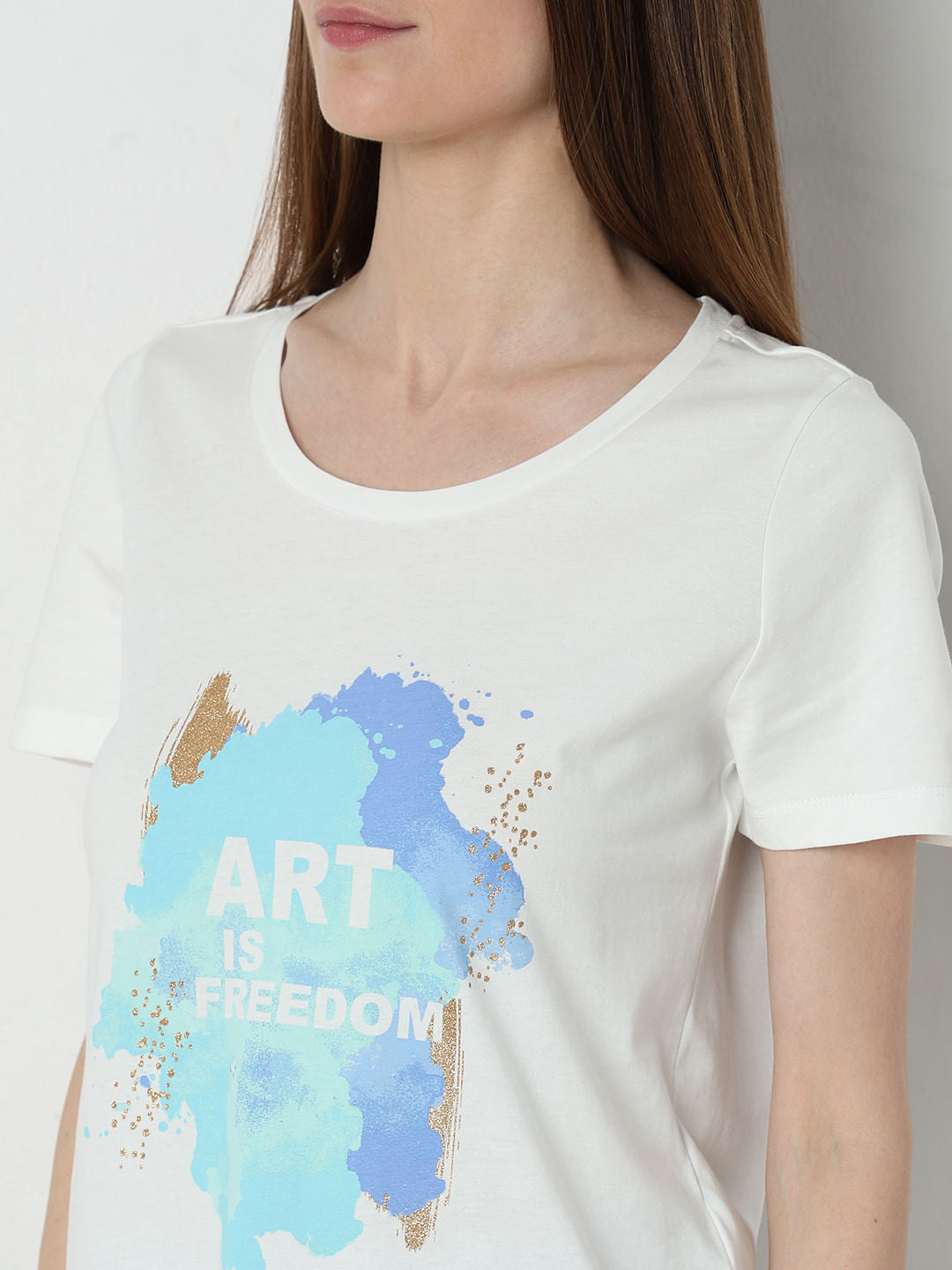 White Graphic Print T-Shirt
