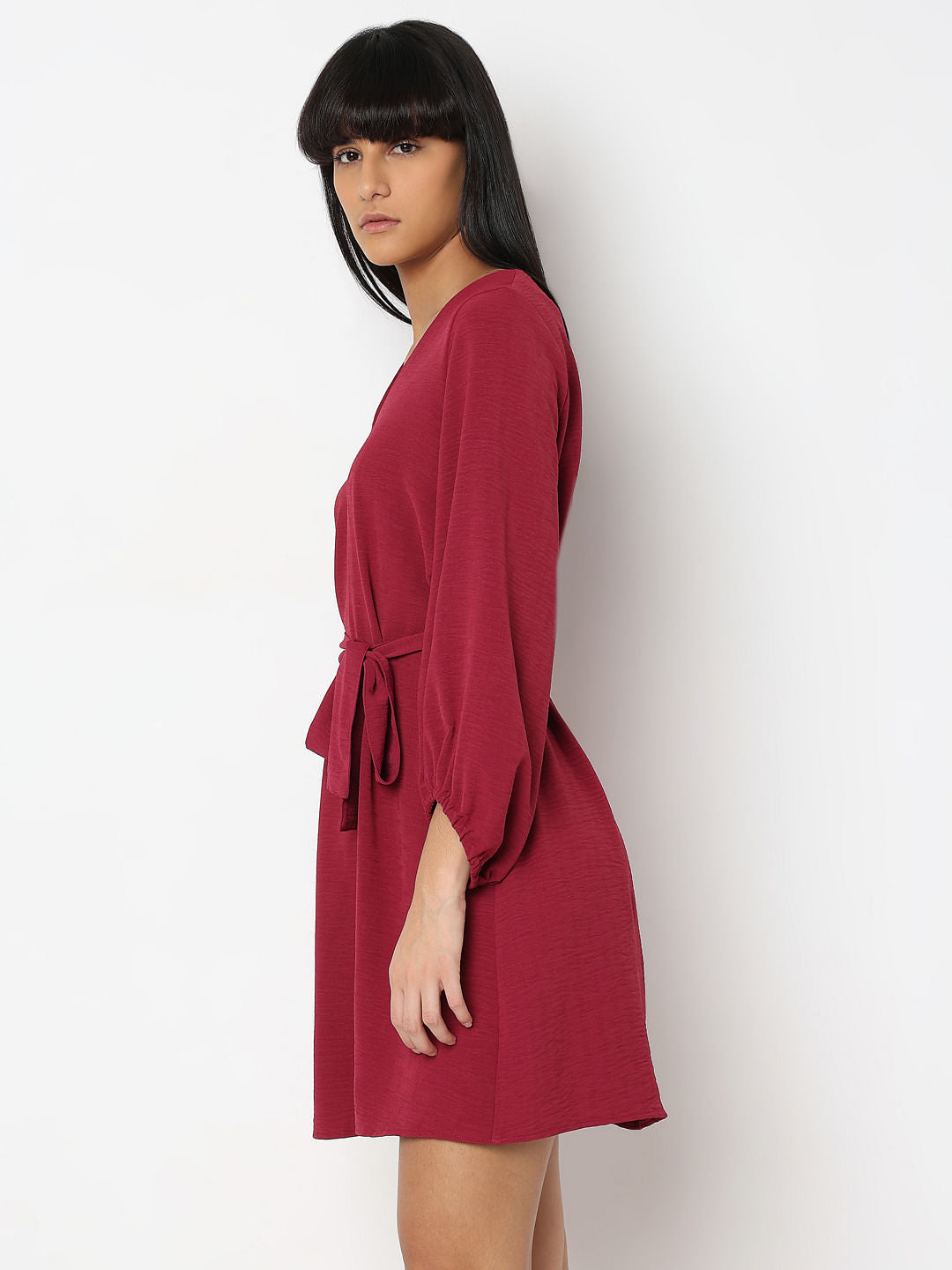 Red V-Neck Fit & Flare Dress