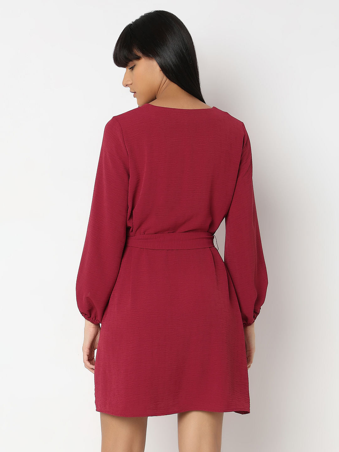 Red V-Neck Fit & Flare Dress