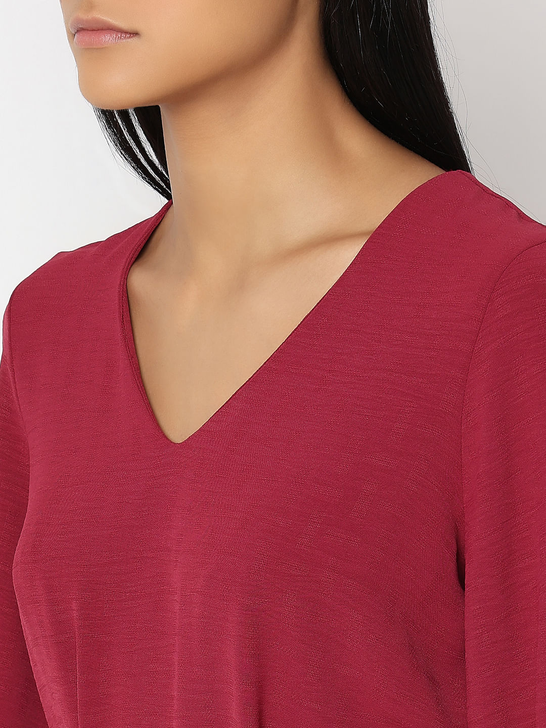 Red V-Neck Fit & Flare Dress