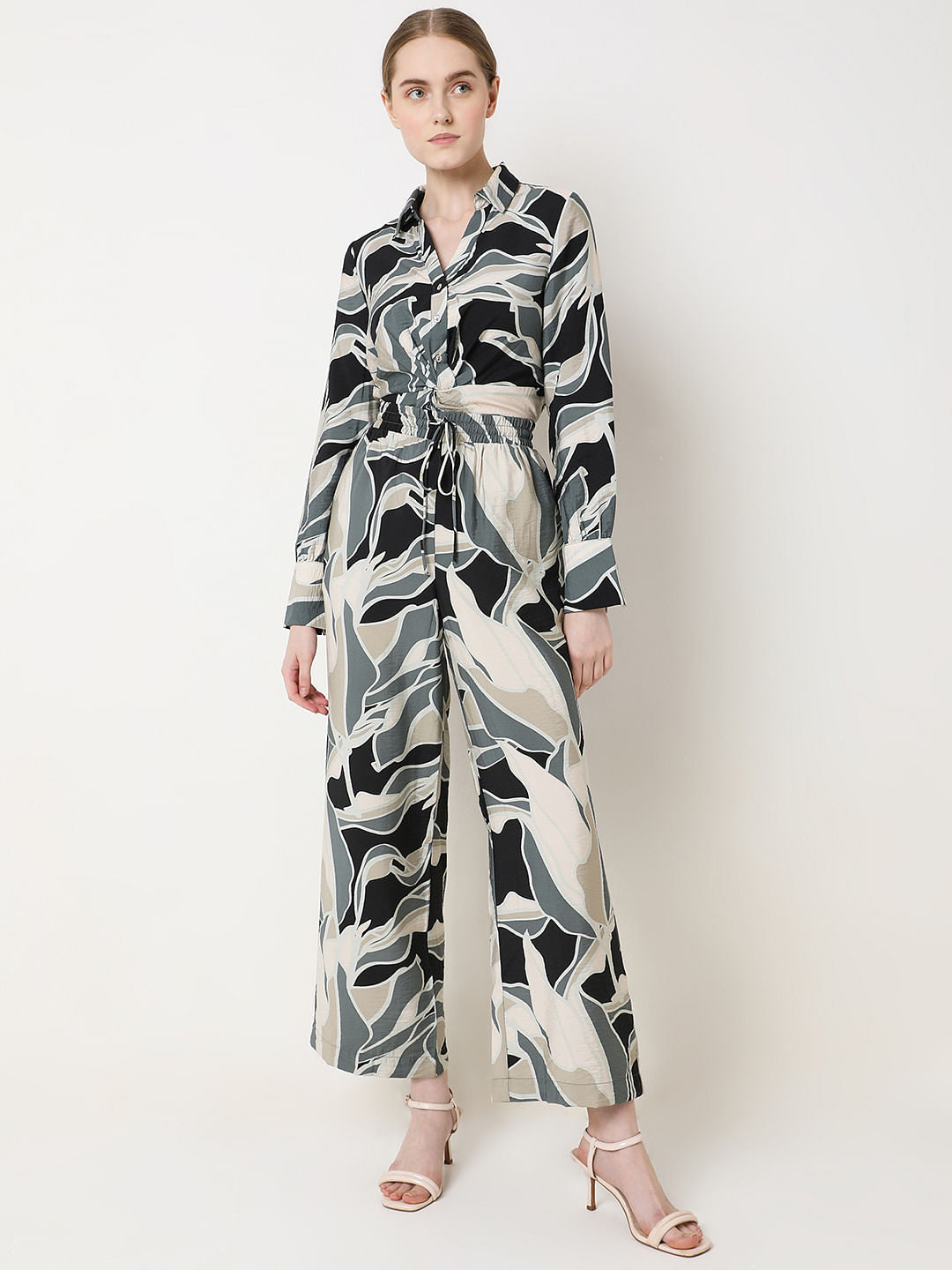 Black Printed Co-Ord Set Pants