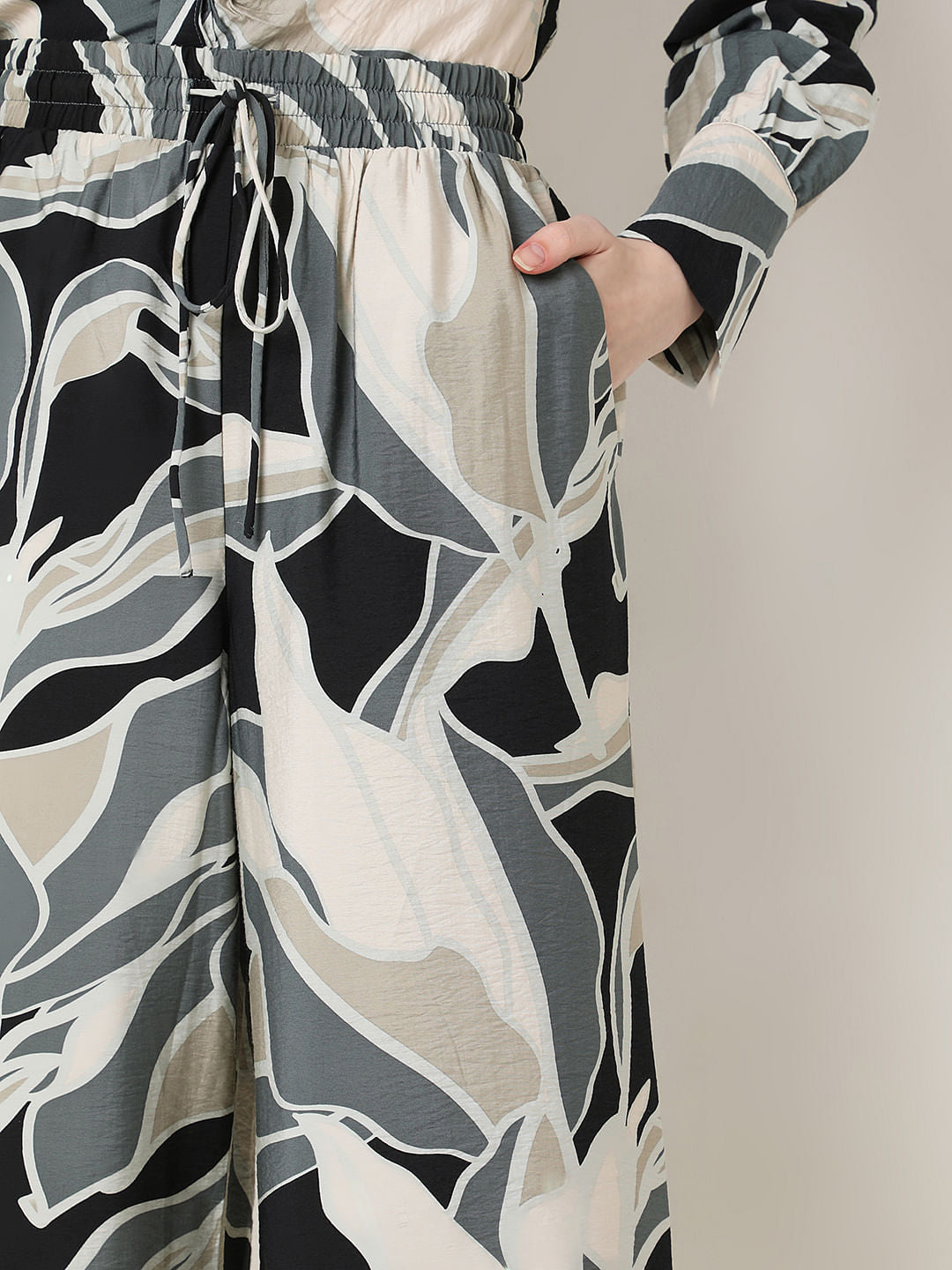 Black Printed Co-Ord Set Pants