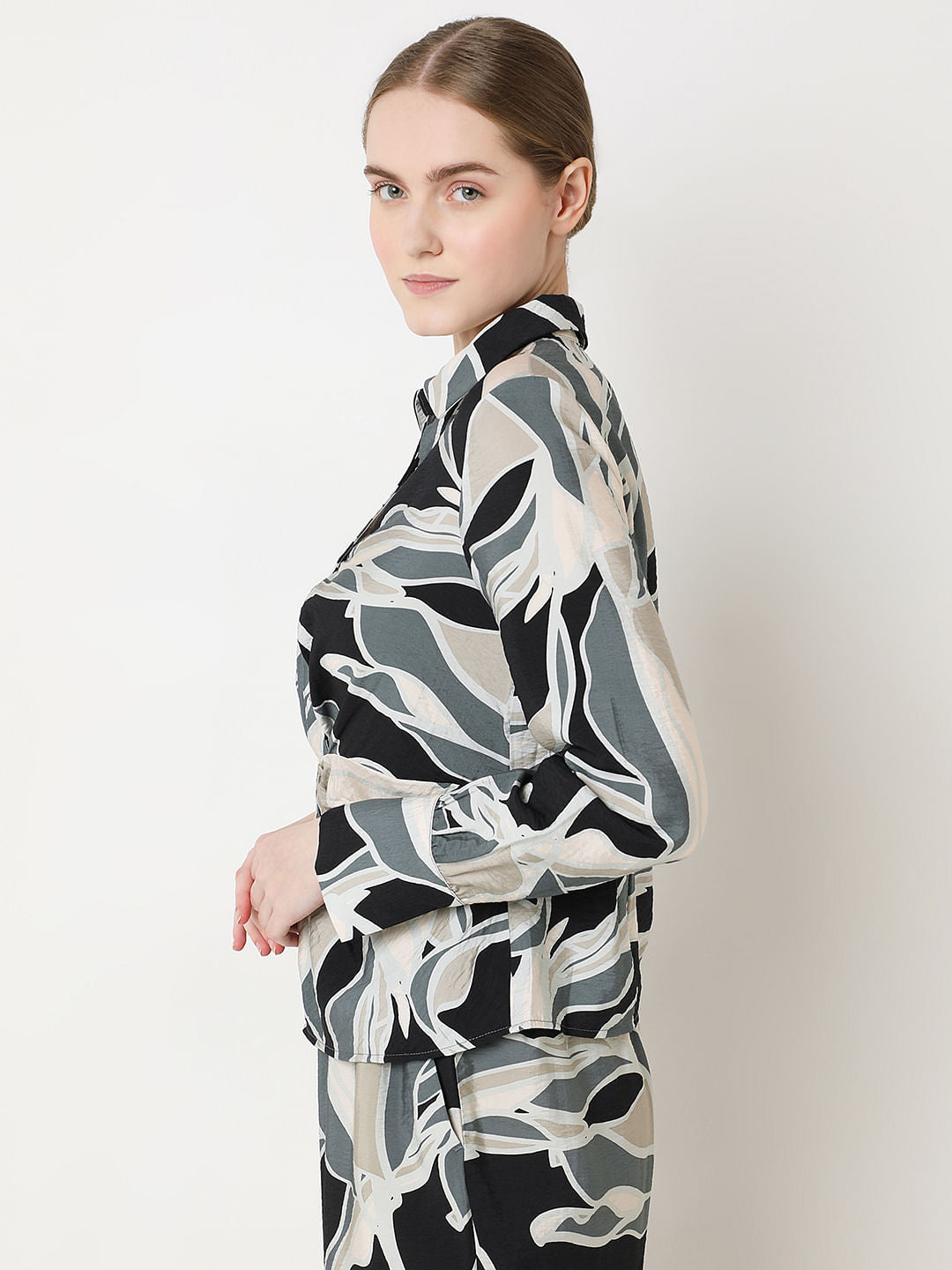 Green Front Knot Co-Ord Set Shirt