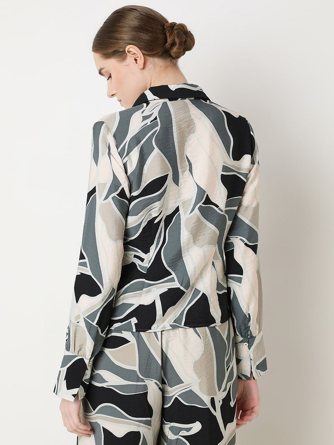 Green Front Knot Co-Ord Set Shirt