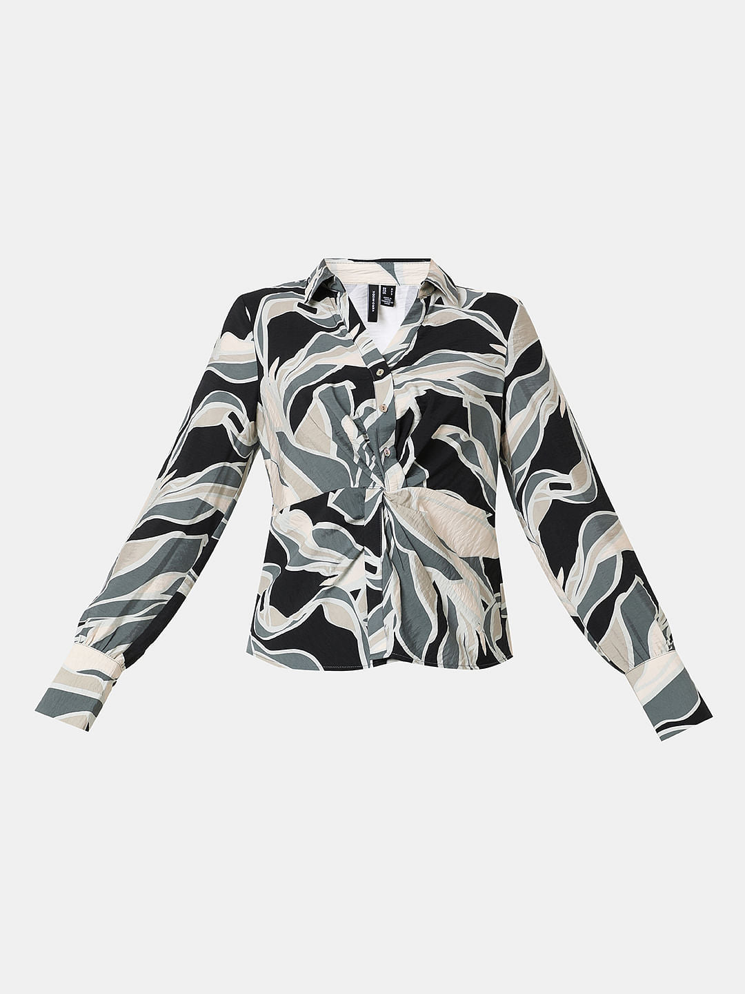 Green Front Knot Co-Ord Set Shirt