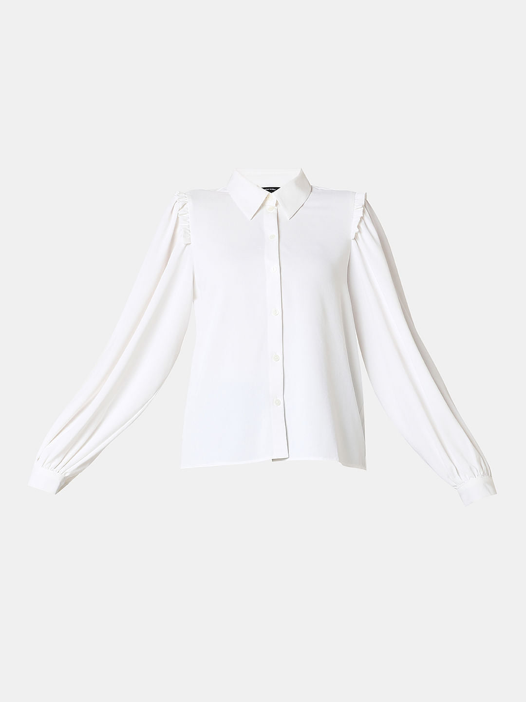 White Frill Full Sleeves Shirt