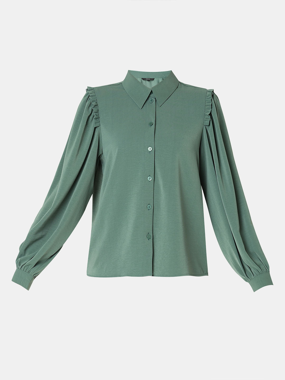 Green Frill Full Sleeves Shirt