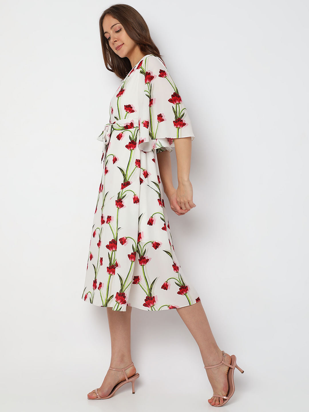 White Floral Fit & Flare Dress