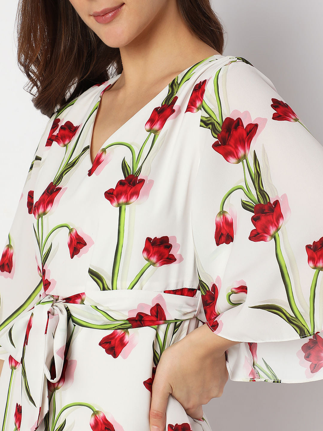 White Floral Fit & Flare Dress