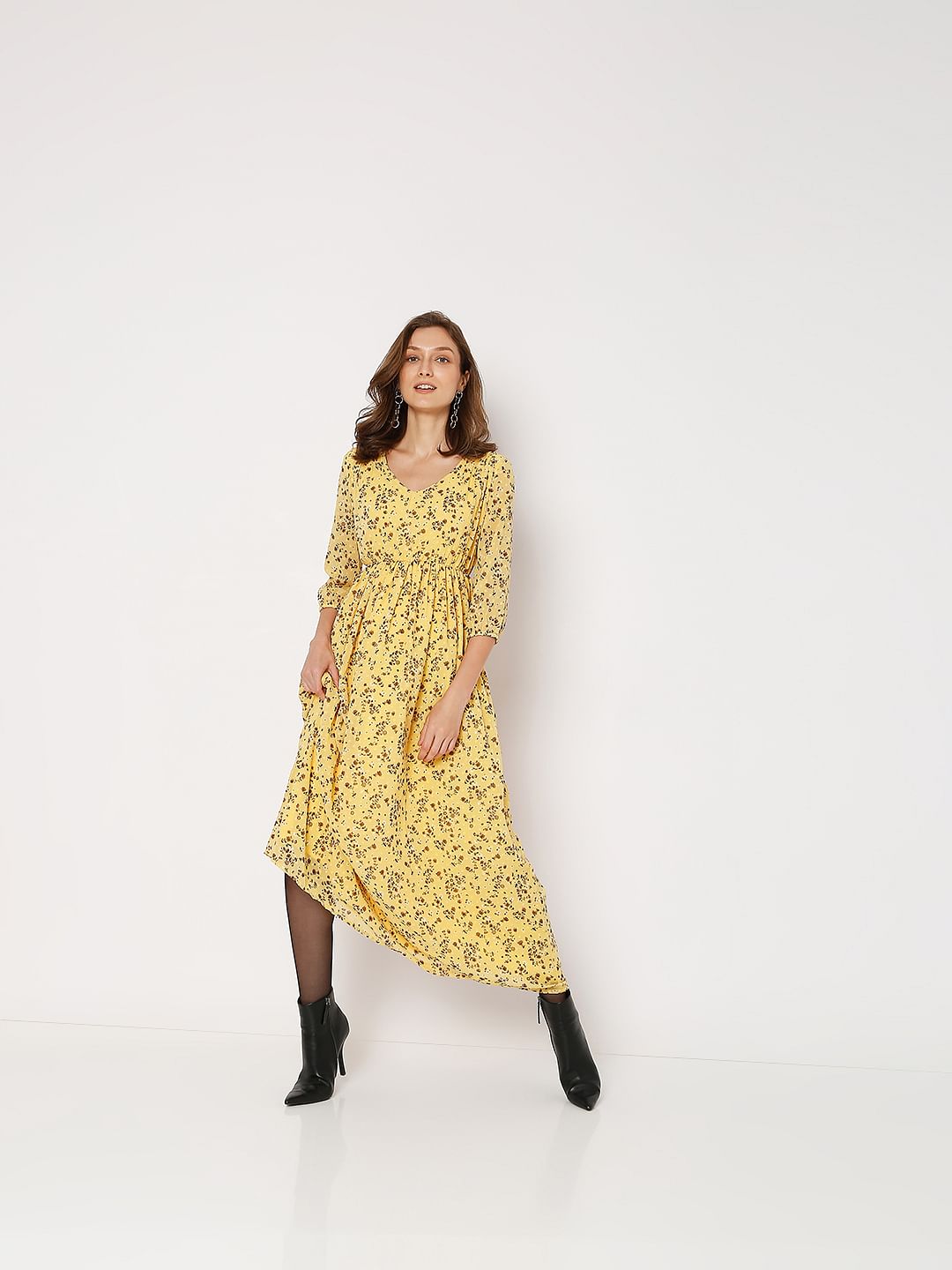 Yellow Floral Maxi Dress