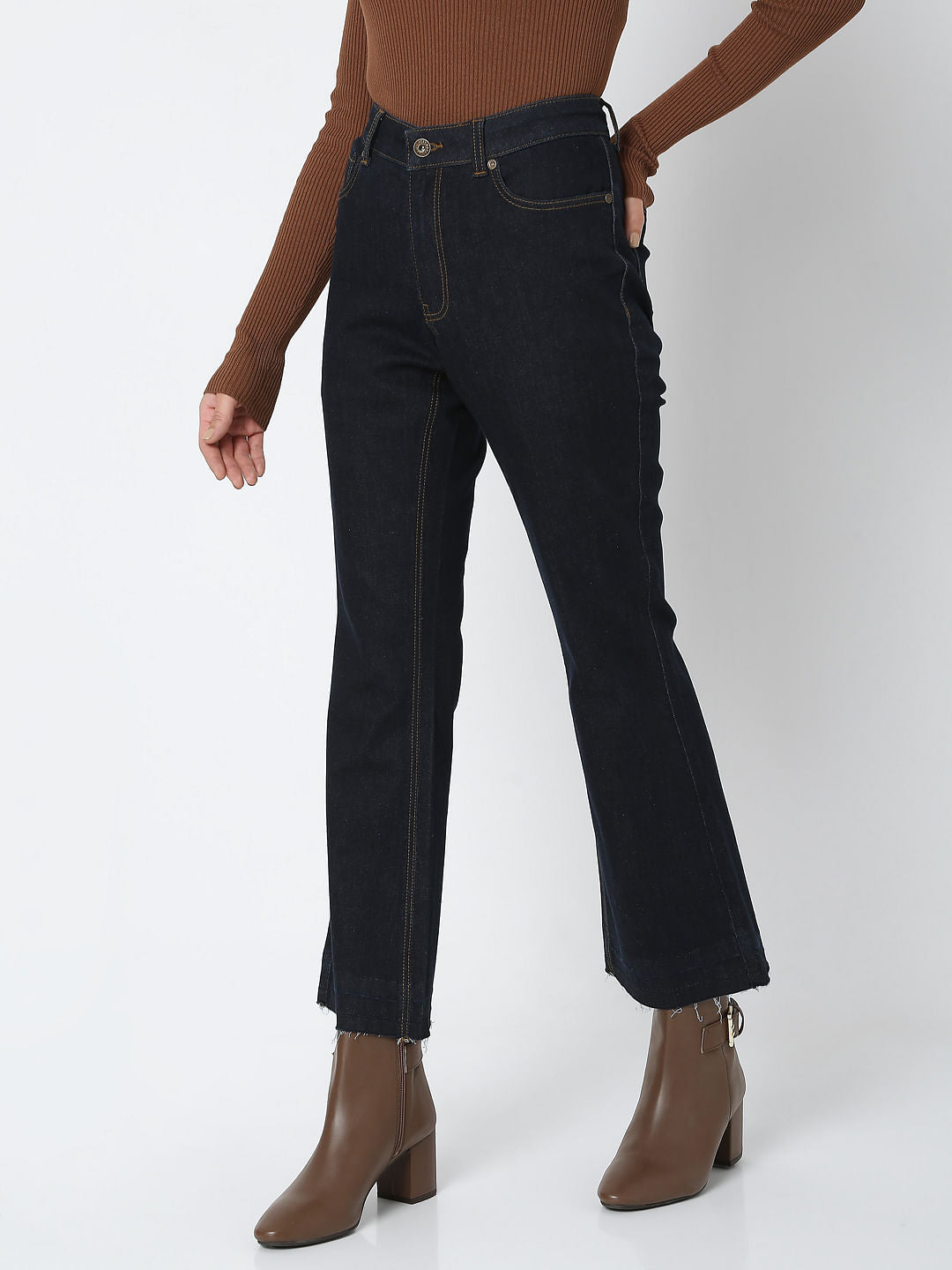 Dark Blue Mid Rise Petra Bootcut Jeans