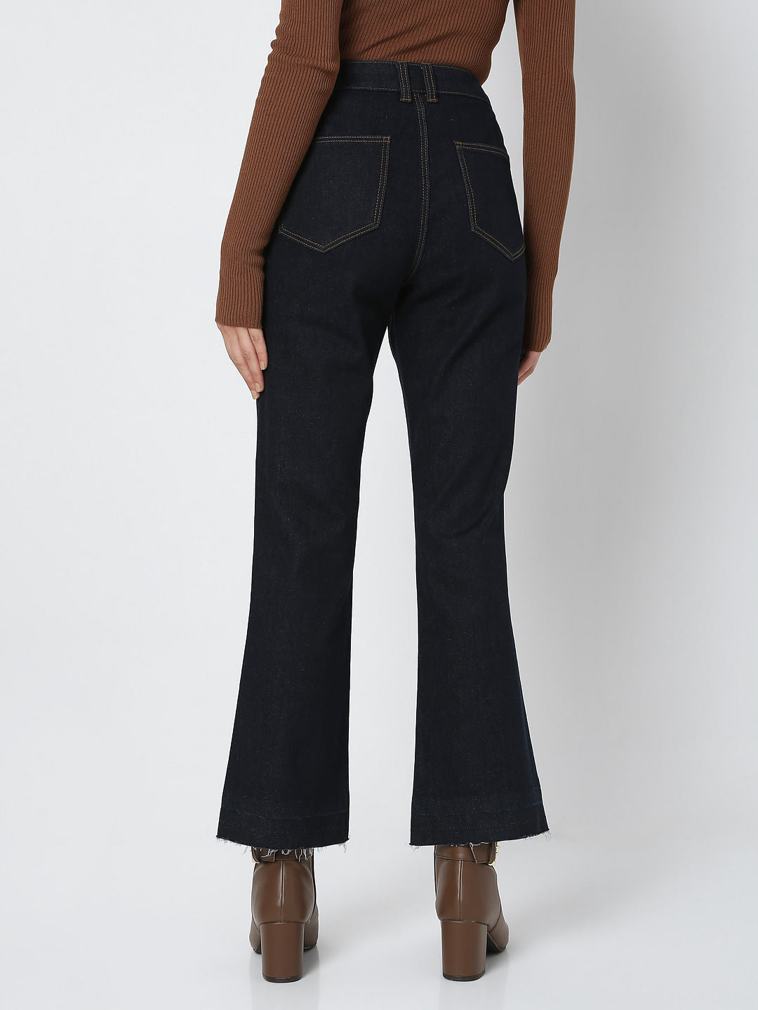 Dark Blue Mid Rise Petra Bootcut Jeans