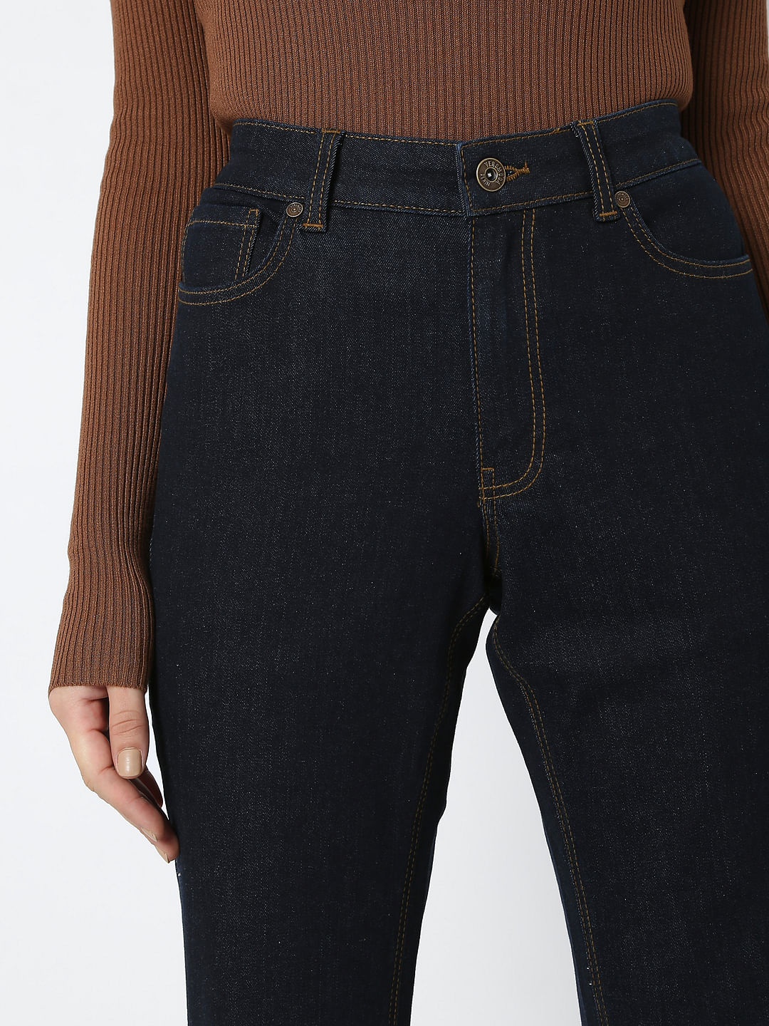 Dark Blue Mid Rise Petra Bootcut Jeans