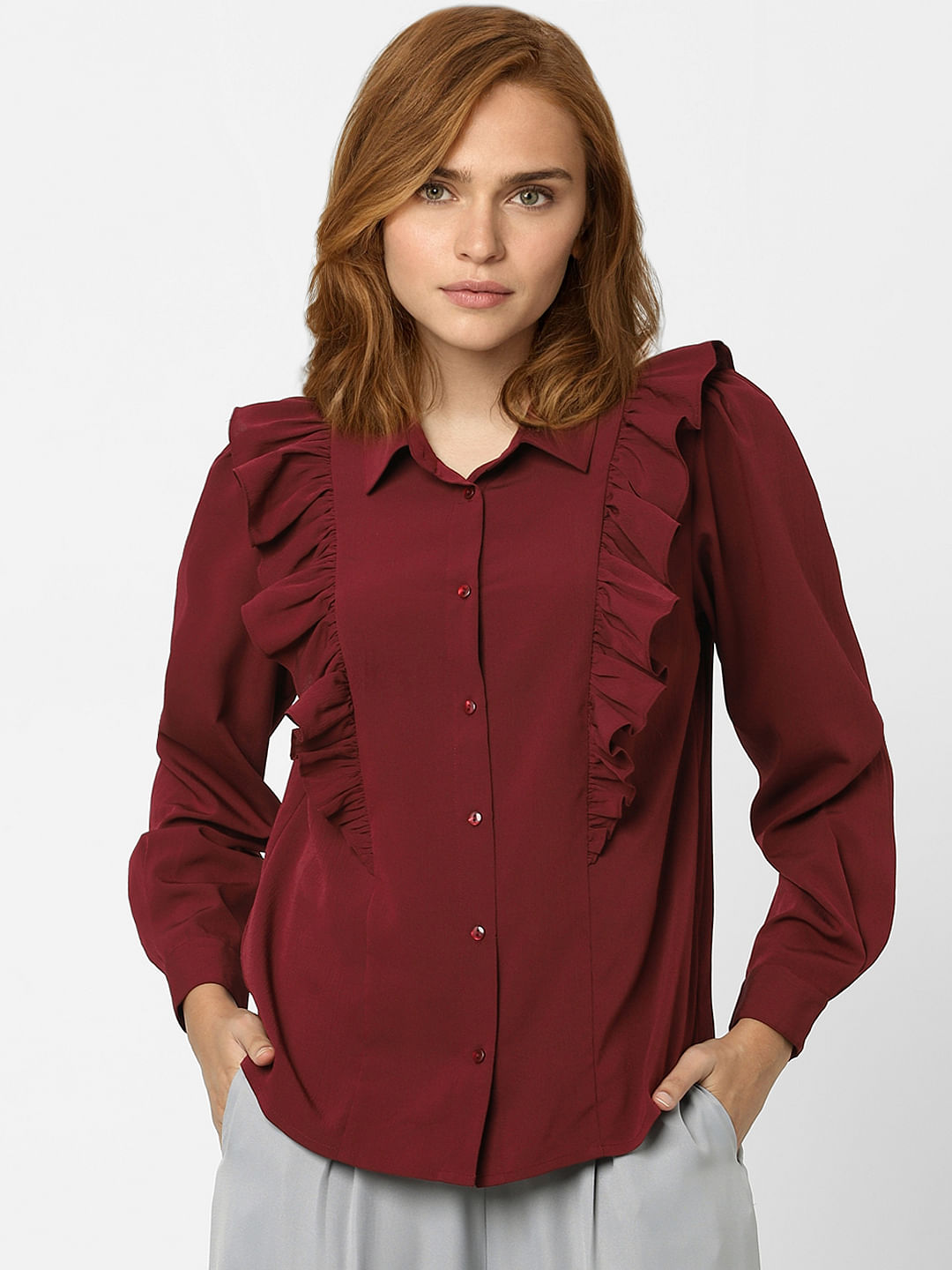 Red Frill Detail Shirt