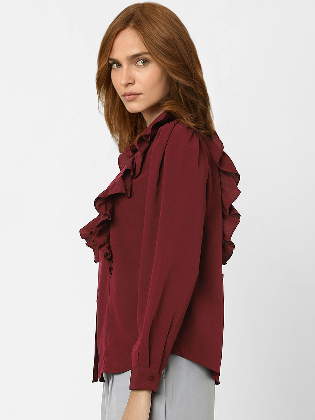 Red Frill Detail Shirt