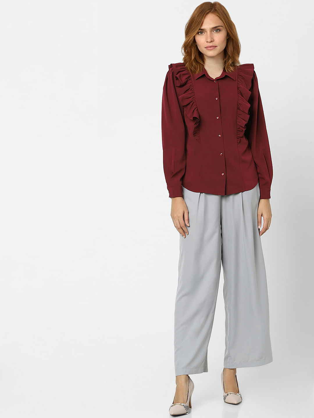 Red Frill Detail Shirt