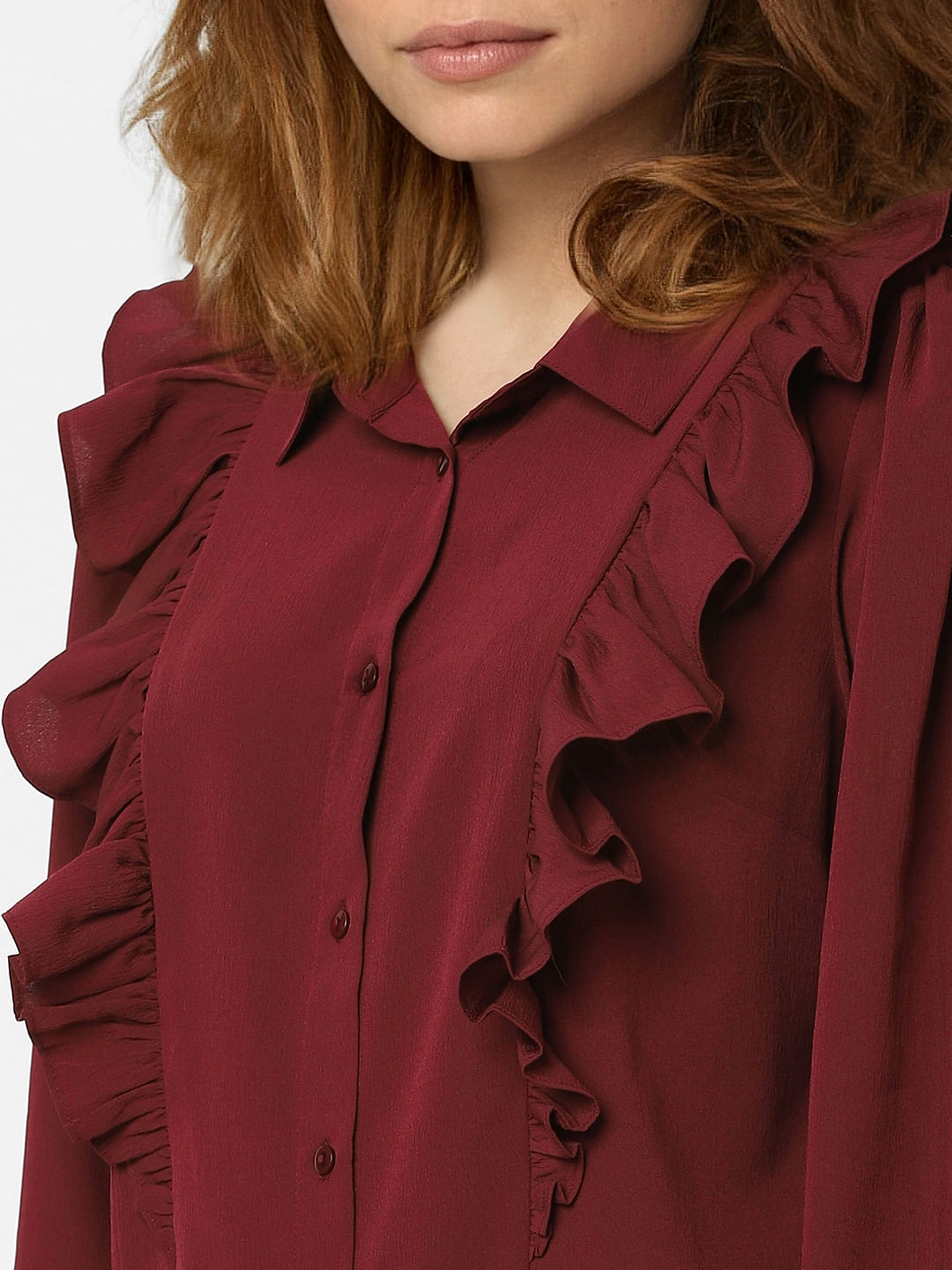 Red Frill Detail Shirt