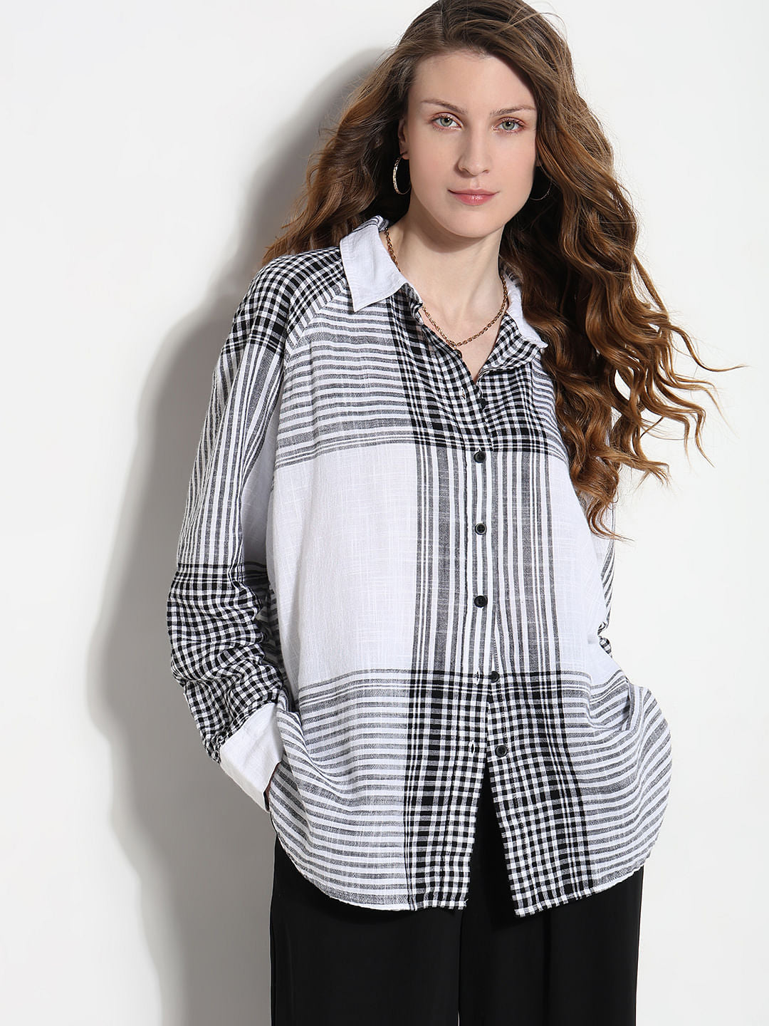 White & Black Check Shirt