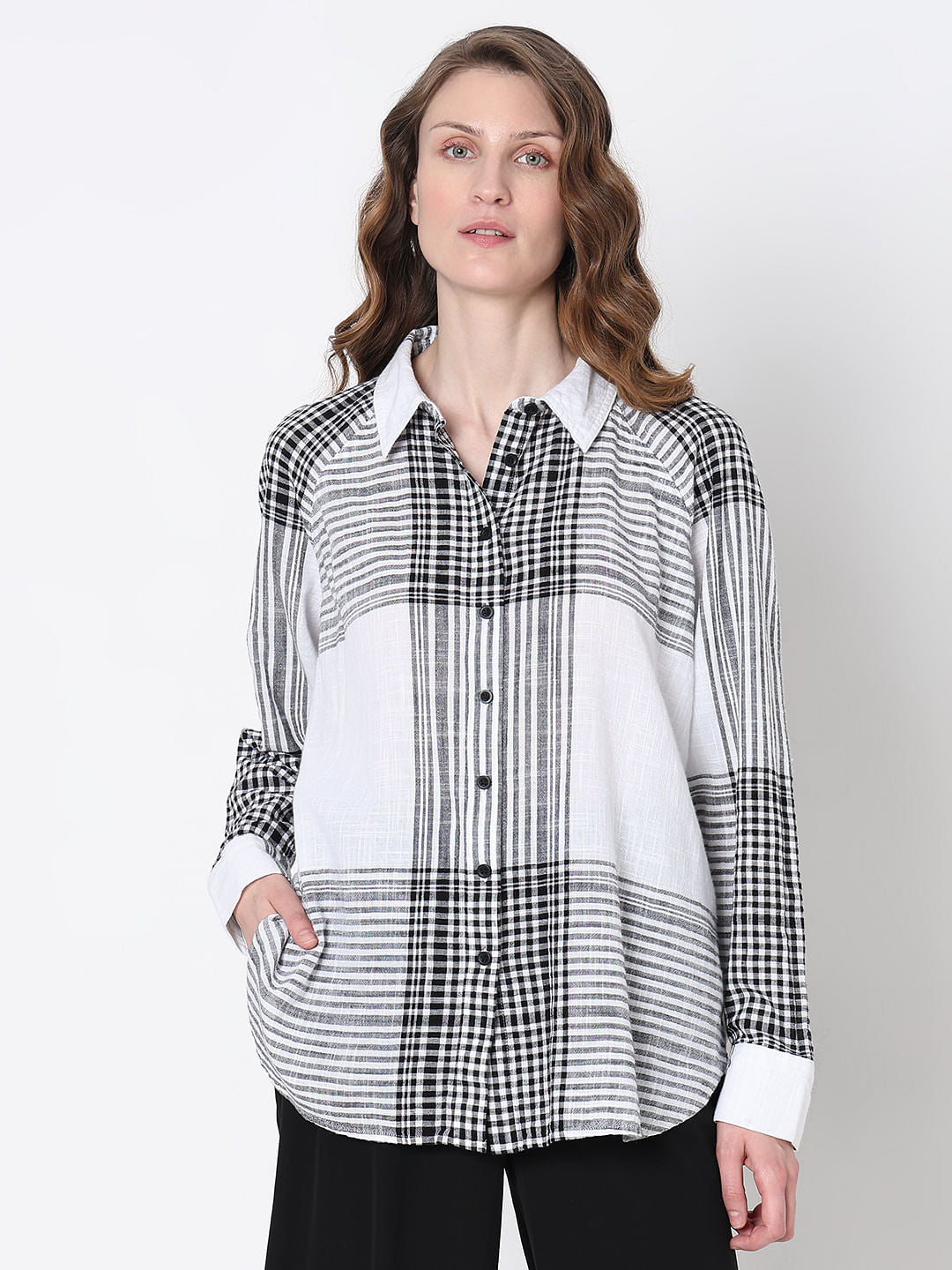 White & Black Check Shirt