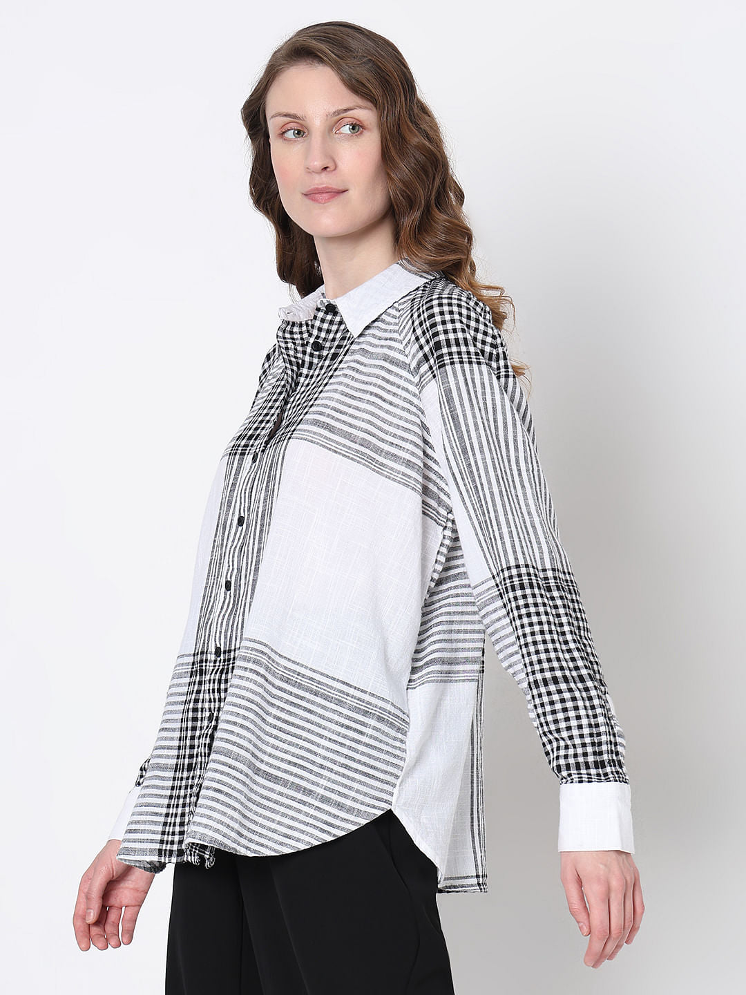 White & Black Check Shirt