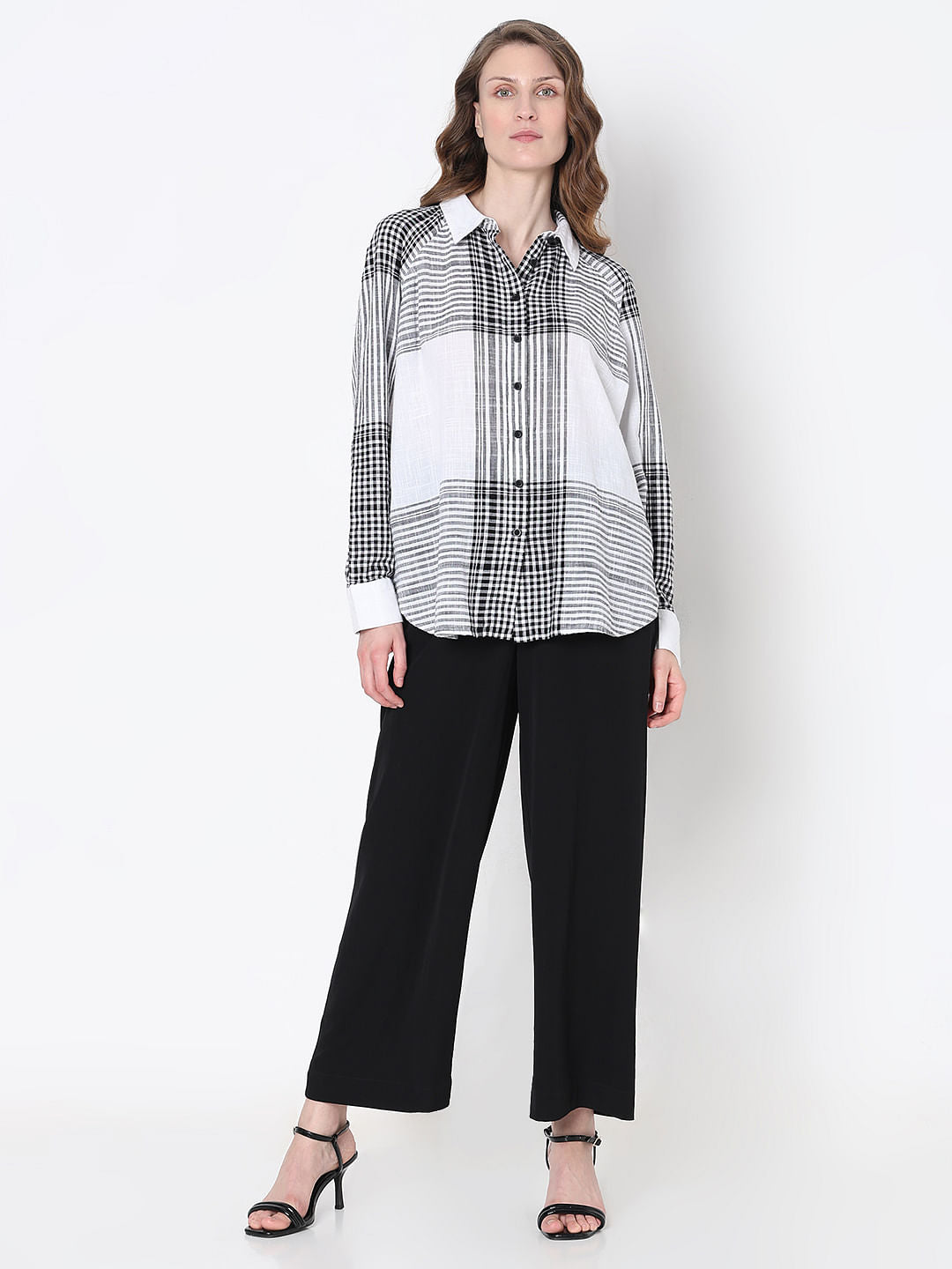 White & Black Check Shirt