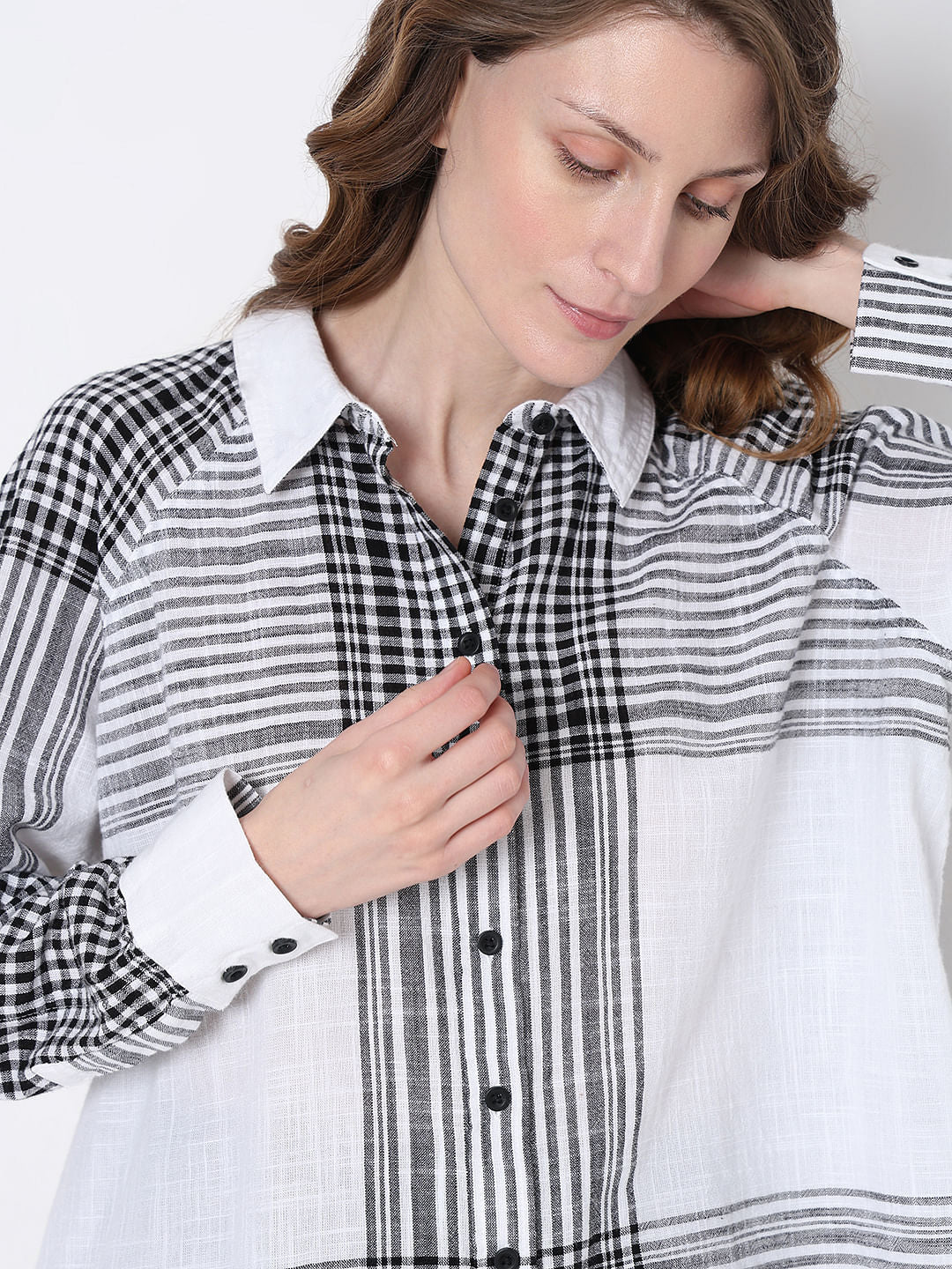 White & Black Check Shirt