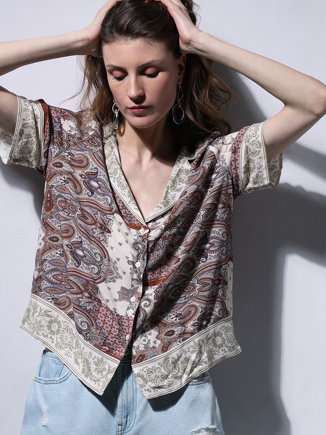 Brown Paisley Printed Shirt