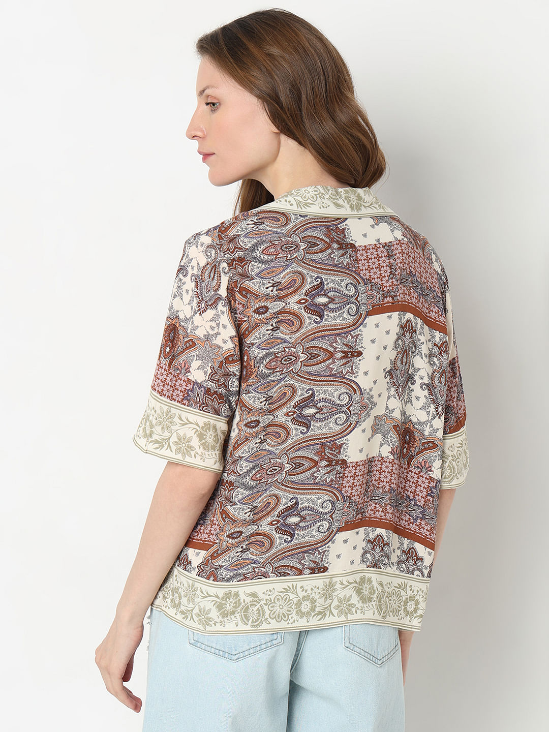 Brown Paisley Printed Shirt