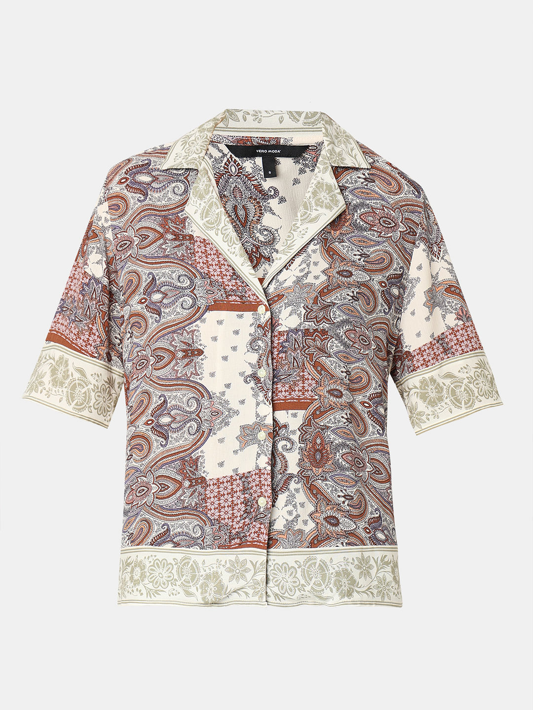 Brown Paisley Printed Shirt