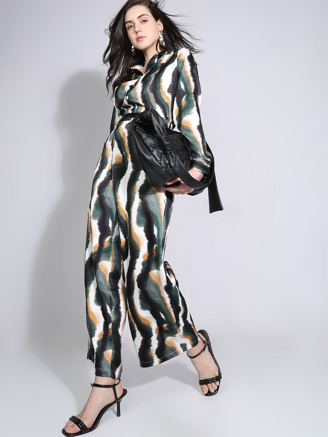 White Mid Rise Printed Pants